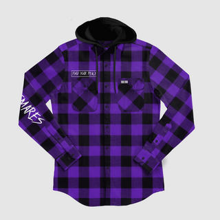 Find Your Peace Flannel Hoodie (Purple)
FIND YOUR PEACE. EVEN IN THE GRAVE ALL IS NOT LOST. 

10% Donated to our Non-Profit Mental Health Awareness Partners
Elongated back yoke for a more structured fit.
DREAM Clothing 