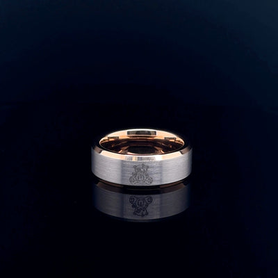 Brushed Silver Band Ring with Rose Gold Interior Handle With Care (8MM)