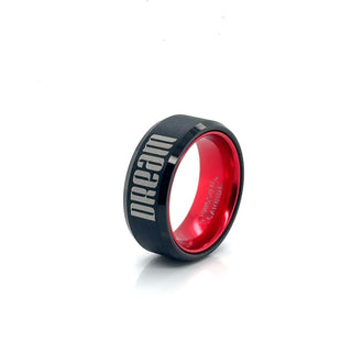 Two-Tone Black Brushed Band Ring w/ Red (8MM)