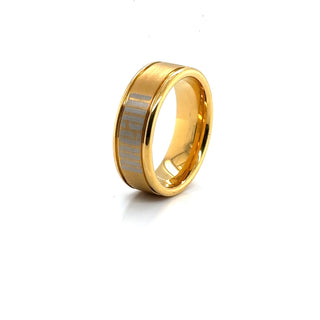 Brushed Yellow Gold Band Ring with Polished Edges (8MM)