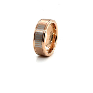 Brushed Rose Gold Band Ring with Polished Edges (8MM)