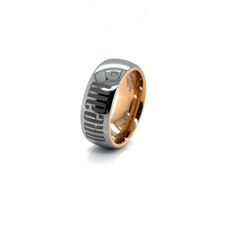 Polished Silver Band Ring with Rose Gold Interior (8MM)