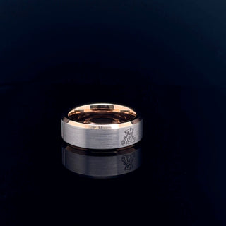 Brushed Silver Band Ring with Rose Gold Interior Handle With Care (8MM)