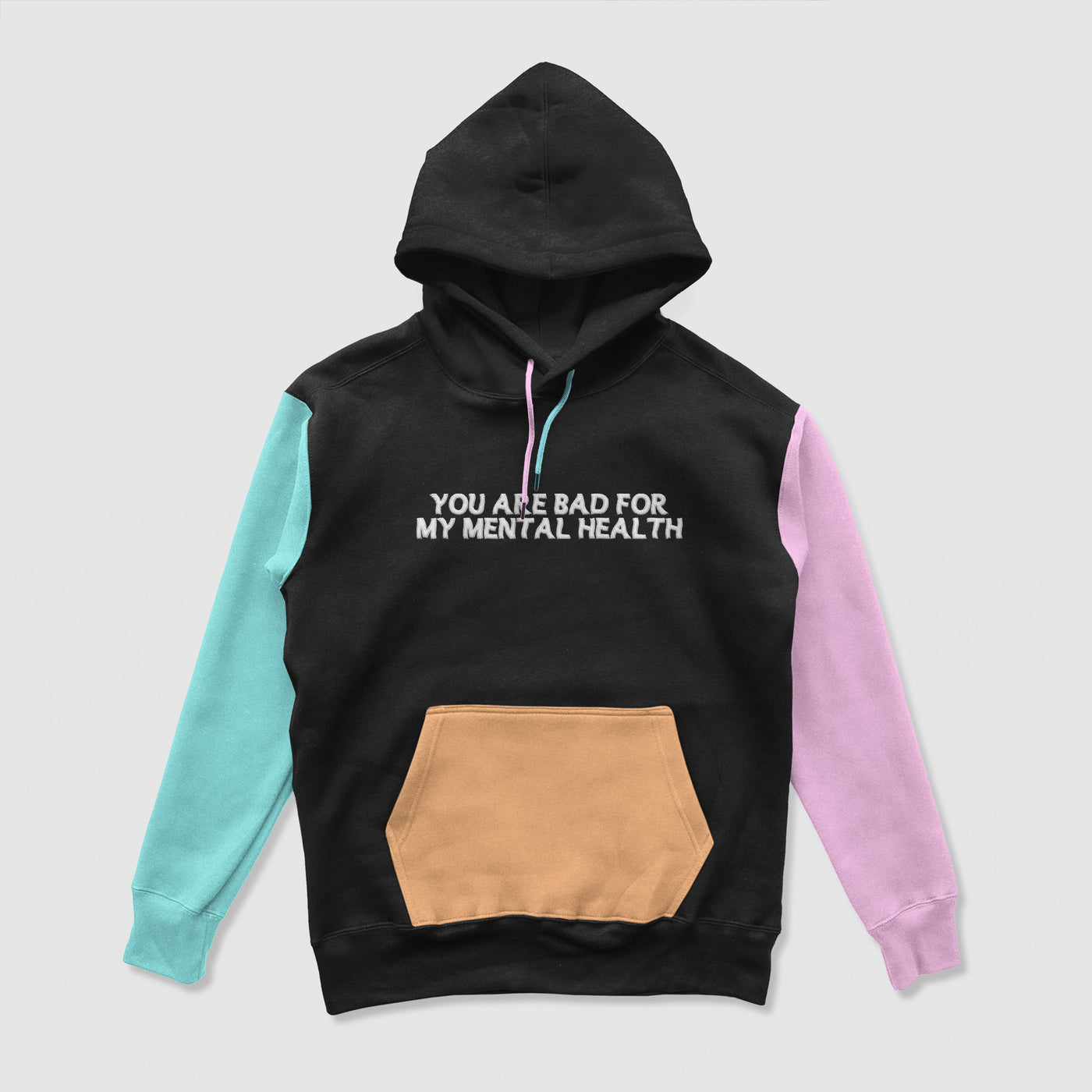 Bad For My Mental Health Color Block Hoodie

Introducing our You Are Bad For My Mental Health Hoodie the perfect way to express your feelings in a casual and relatable manner. This hoodie is not just a piece DREAM Clothing 