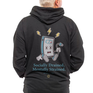 Socially Drained, Mentally Strained Black Hoodie