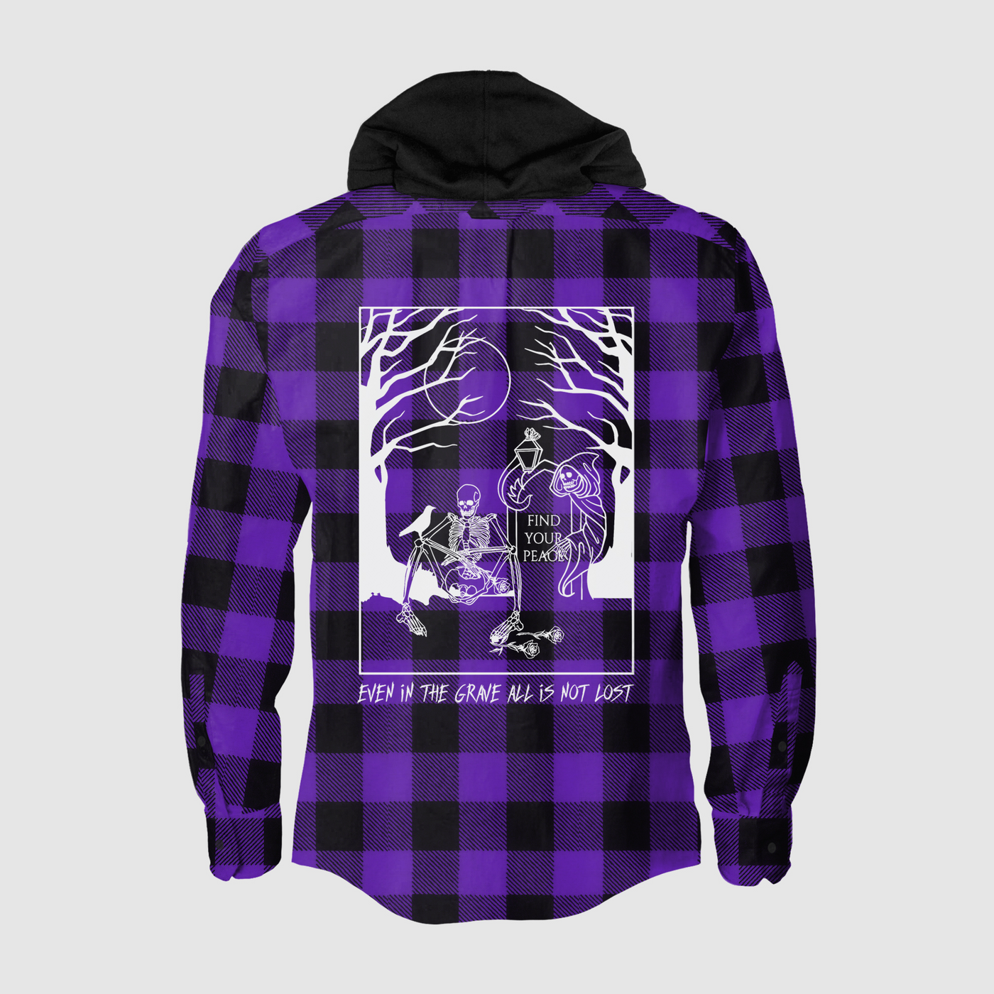 Find Your Peace Flannel Hoodie (Purple)