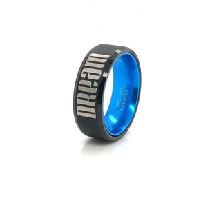 Two-Tone Black Brushed Band Ring w/ Blue (8MM)