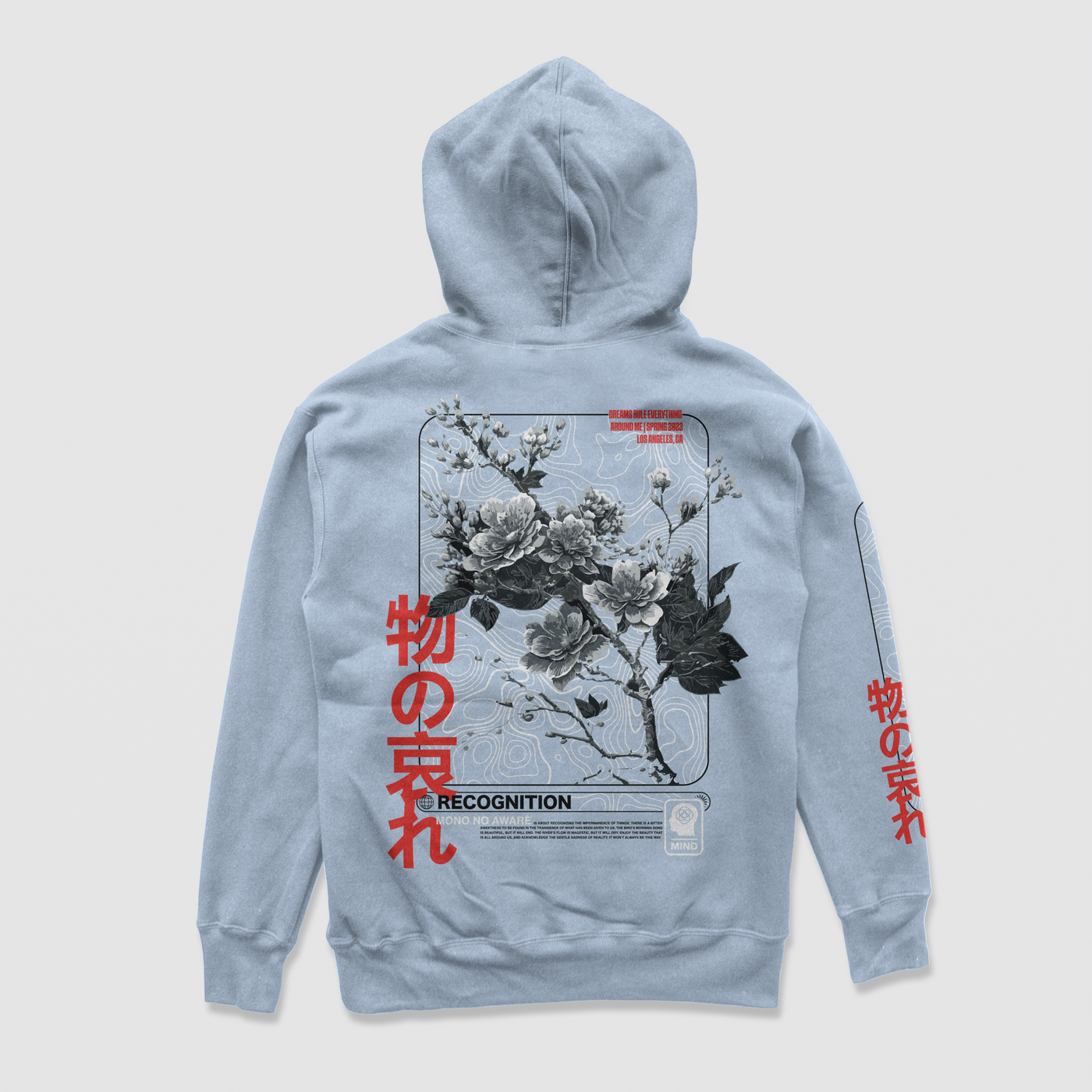 "Mono No Aware" HoodieMono-No-Aware -- The impermanence of things

A Japanese term for the awareness of impermanence of things, and both a transient gentle sadness or wistfulness at theirDREAM Clothing 