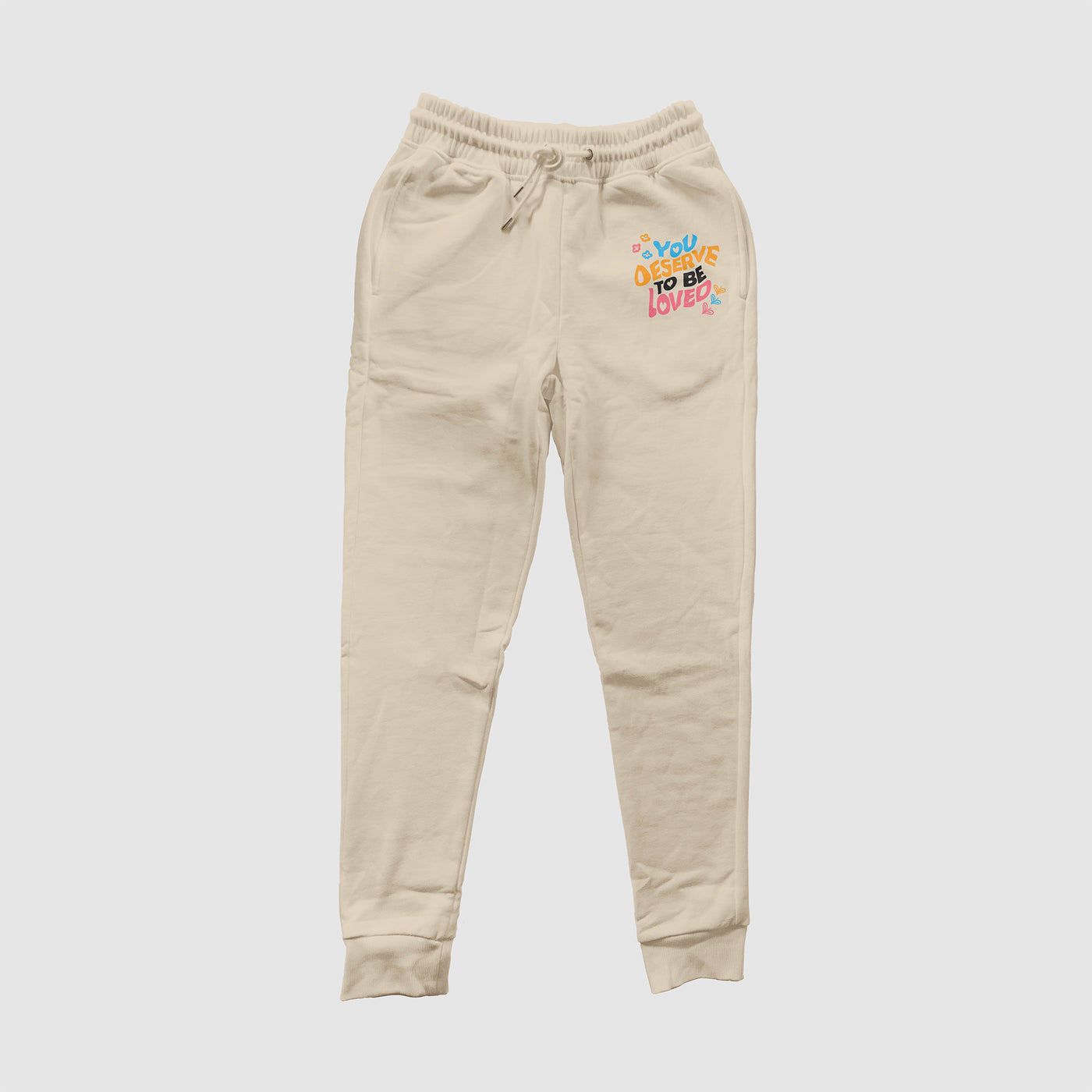 You Deserve To Be Loved Beige Jogger Pants (Día de Muertos)