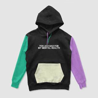 Bad For My Mental Health Color Block Hoodie - DREAM Clothing 