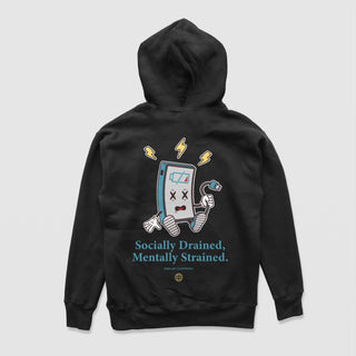Socially Drained, Mentally Strained Black Hoodie - DREAM Clothing 