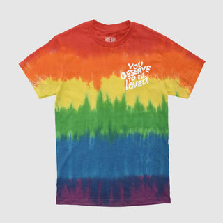 You Deserve To Be Loved Pride Stripe Tie-Dye Tee - DREAM Clothing 